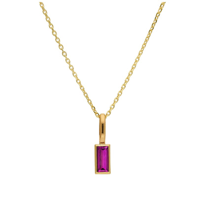 Collier en or 9 carats avec rubis baguette et zircone cubique, 40 à 50 cm