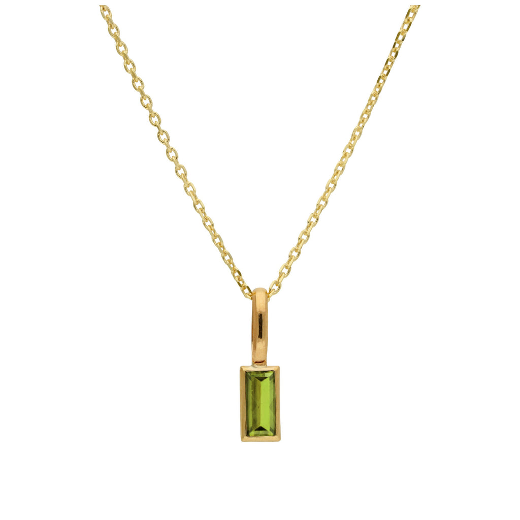 Collier en or 9 carats avec péridot baguette et zircone cubique, 40 à 50 cm