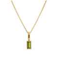 Collier en or 9 carats avec péridot baguette et zircone cubique, 40 à 50 cm