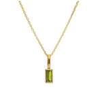 Collier en or 9 carats avec péridot baguette et zircone cubique, 40 à 50 cm