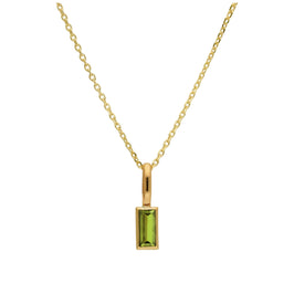 Collier en or 9 carats avec péridot baguette et zircone cubique, 40 à 50 cm