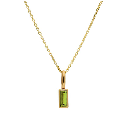 Collier en or 9 carats avec péridot baguette et zircone cubique, 40 à 50 cm