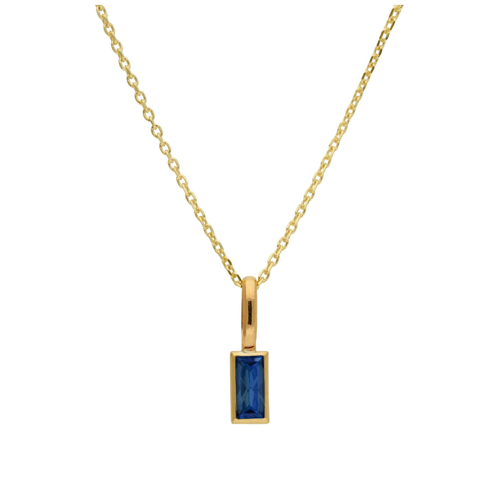 Collier en or 9 carats avec saphir baguette et zircone cubique, 40 à 50 cm
