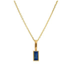 Collier en or 9 carats avec saphir baguette et zircone cubique, 40 à 50 cm