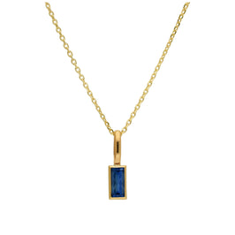 Collier en or 9 carats avec saphir baguette et zircone cubique, 40 à 50 cm