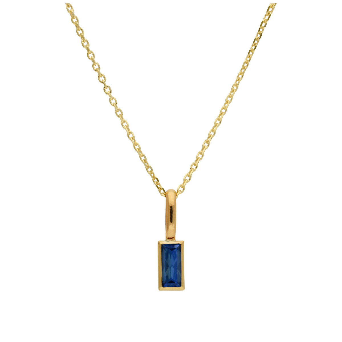 Collier en or 9 carats avec saphir baguette et zircone cubique, 40 à 50 cm