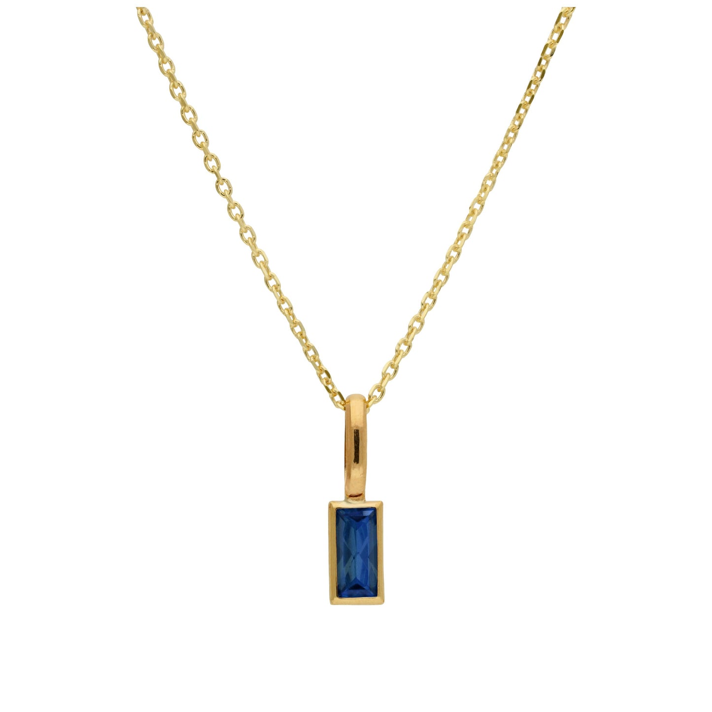 Collier en or 9 carats avec saphir baguette et zircone cubique, 40 à 50 cm