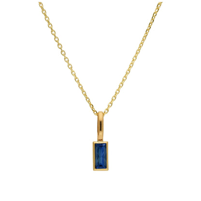 Collier en or 9 carats avec saphir baguette et zircone cubique, 40 à 50 cm