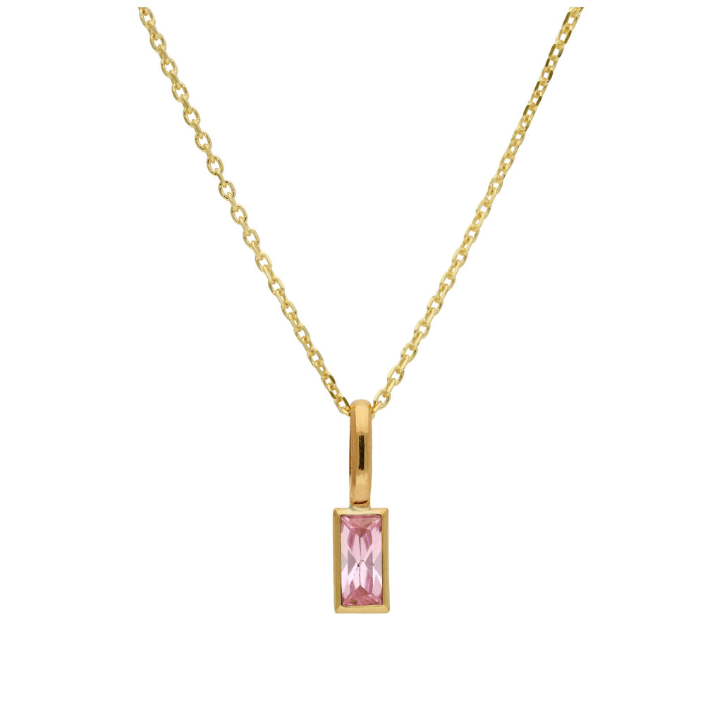 Collier en or 9 carats avec tourmaline baguette et zircone cubique, 40 à 50 cm