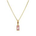 Collier en or 9 carats avec tourmaline baguette et zircone cubique, 40 à 50 cm