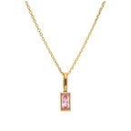 Collier en or 9 carats avec tourmaline baguette et zircone cubique, 40 à 50 cm