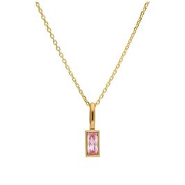 Collier en or 9 carats avec tourmaline baguette et zircone cubique, 40 à 50 cm