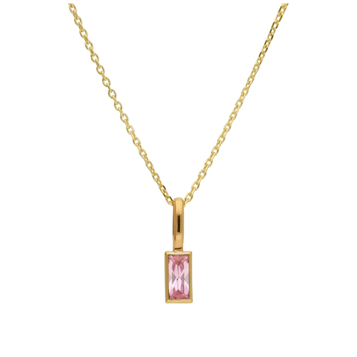 Collier en or 9 carats avec tourmaline baguette et zircone cubique, 40 à 50 cm