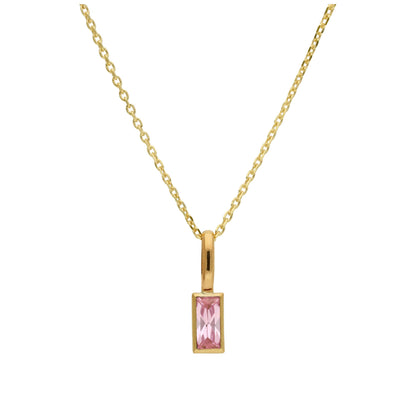 Collier en or 9 carats avec tourmaline baguette et zircone cubique, 40 à 50 cm