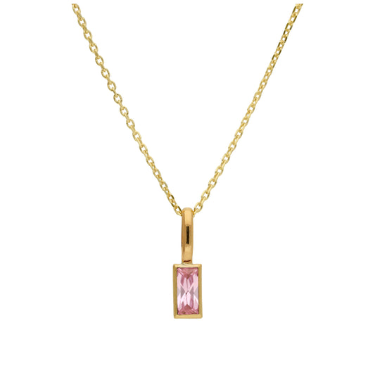 Collier en or 9 carats avec tourmaline baguette et zircone cubique, 40 à 50 cm