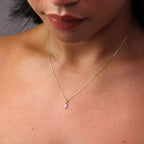 Collier en or 9 carats avec tourmaline baguette et zircone cubique, 40 à 50 cm