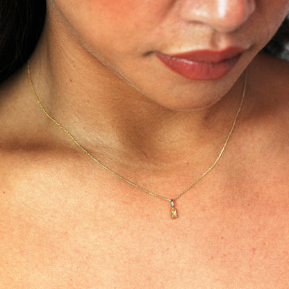 Collier en or 9 carats avec citrine baguette et zircone cubique, 40 à 50 cm