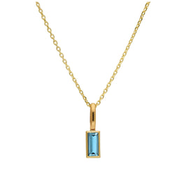 Collier en or 9 carats avec tanzanite baguette et zircone cubique, 40 à 50 cm