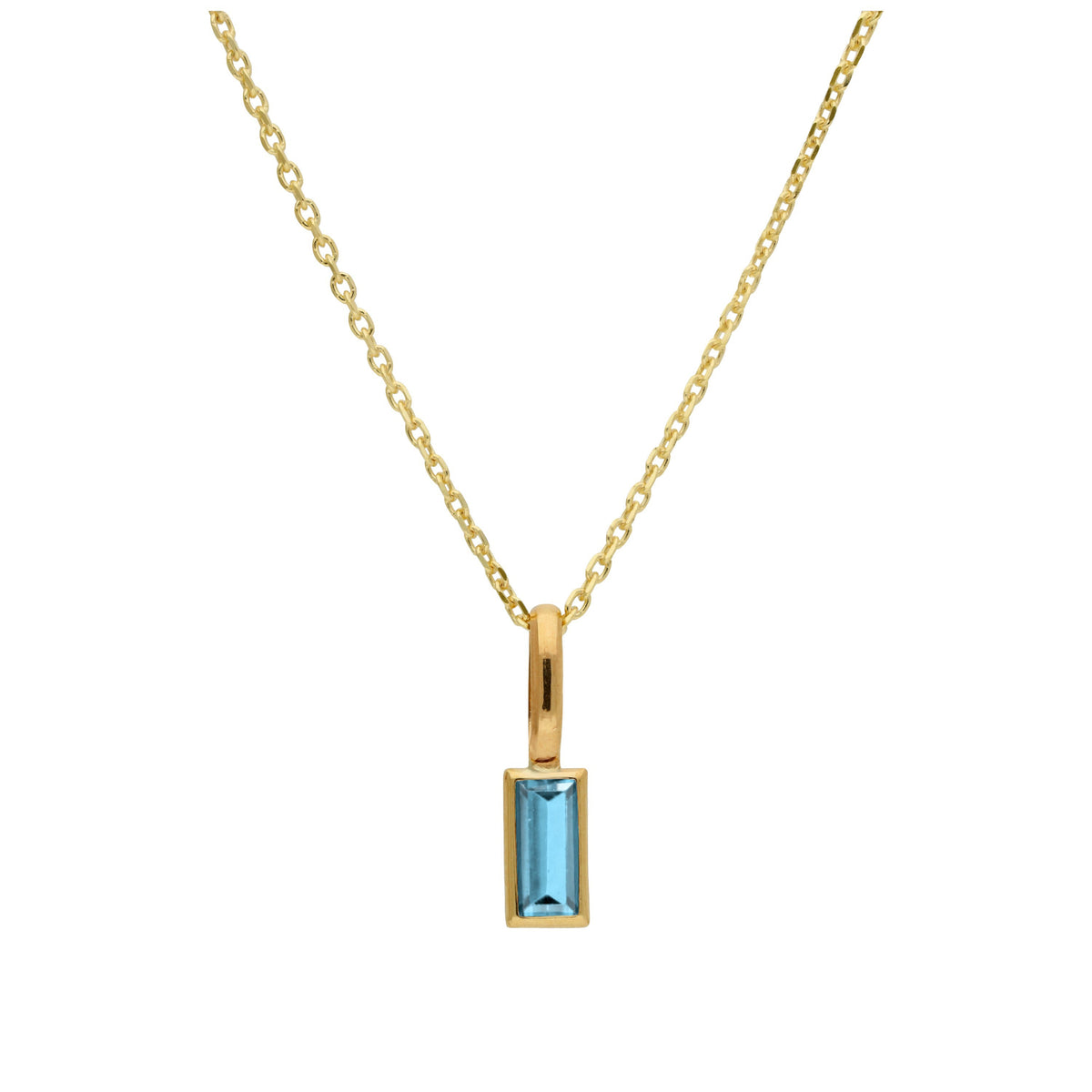 Collier en or 9 carats avec tanzanite baguette et zircone cubique, 40 à 50 cm