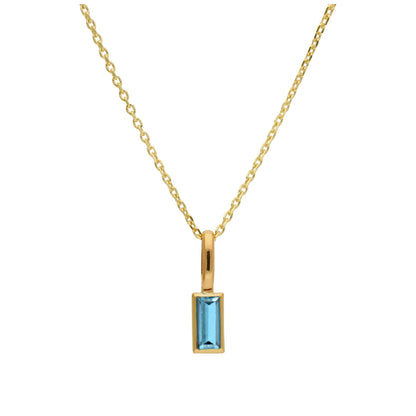 Collier en or 9 carats avec tanzanite baguette et zircone cubique, 40 à 50 cm