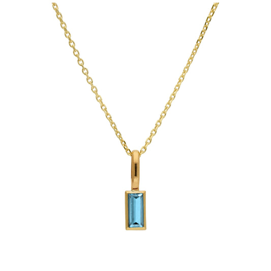 Collier en or 9 carats avec tanzanite baguette et zircone cubique, 40 à 50 cm