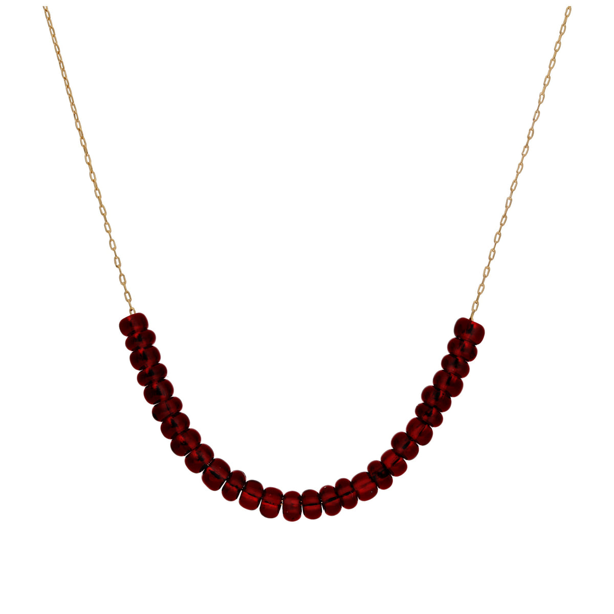 Collier en or 9 carats avec pierre de naissance de janvier et grenat CZ