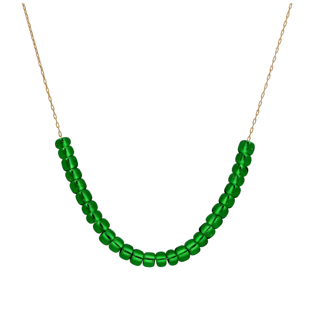 Collier en or 9 carats avec pierre de naissance de mai et émeraude CZ
