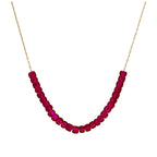 Collier en or 9 carats avec rubis et zircone cubique, pierre de naissance de juillet