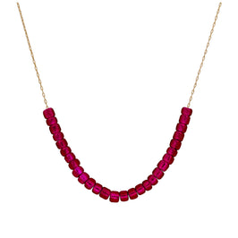 Collier en or 9 carats avec rubis et zircone cubique, pierre de naissance de juillet