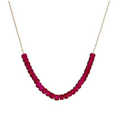 Collier en or 9 carats avec rubis et zircone cubique, pierre de naissance de juillet