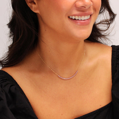 Collier en or 9 carats avec tourmaline et zircone cubique, pierre de naissance d'octobre