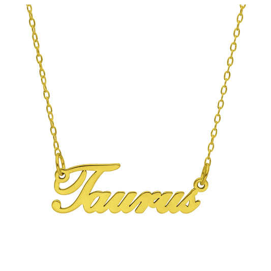 Collier sur mesure en argent sterling plaqué or, signe astrologique du Taureau, 43 cm