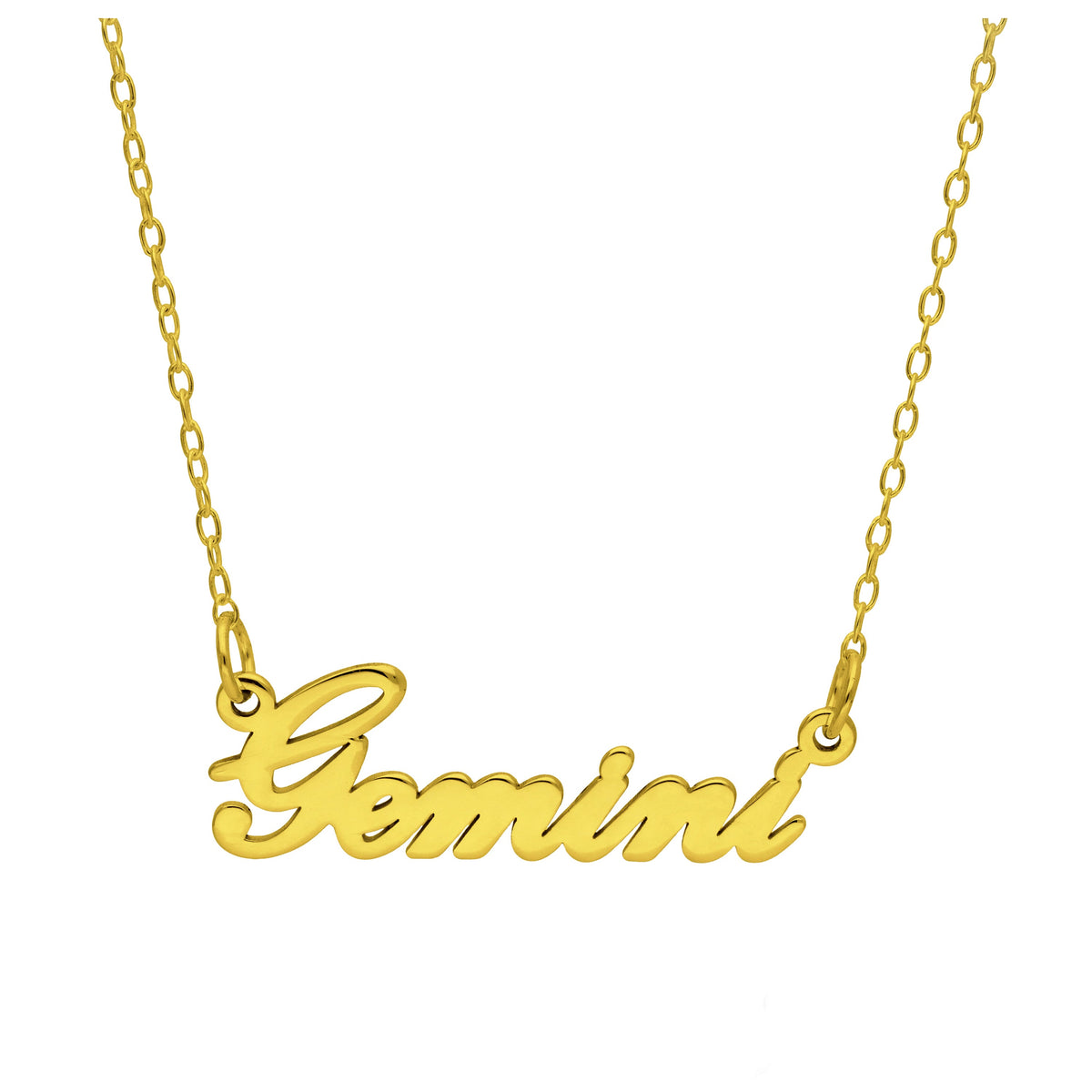 Collier sur mesure en argent sterling plaqué or avec signe astrologique Gémeaux de 43 cm