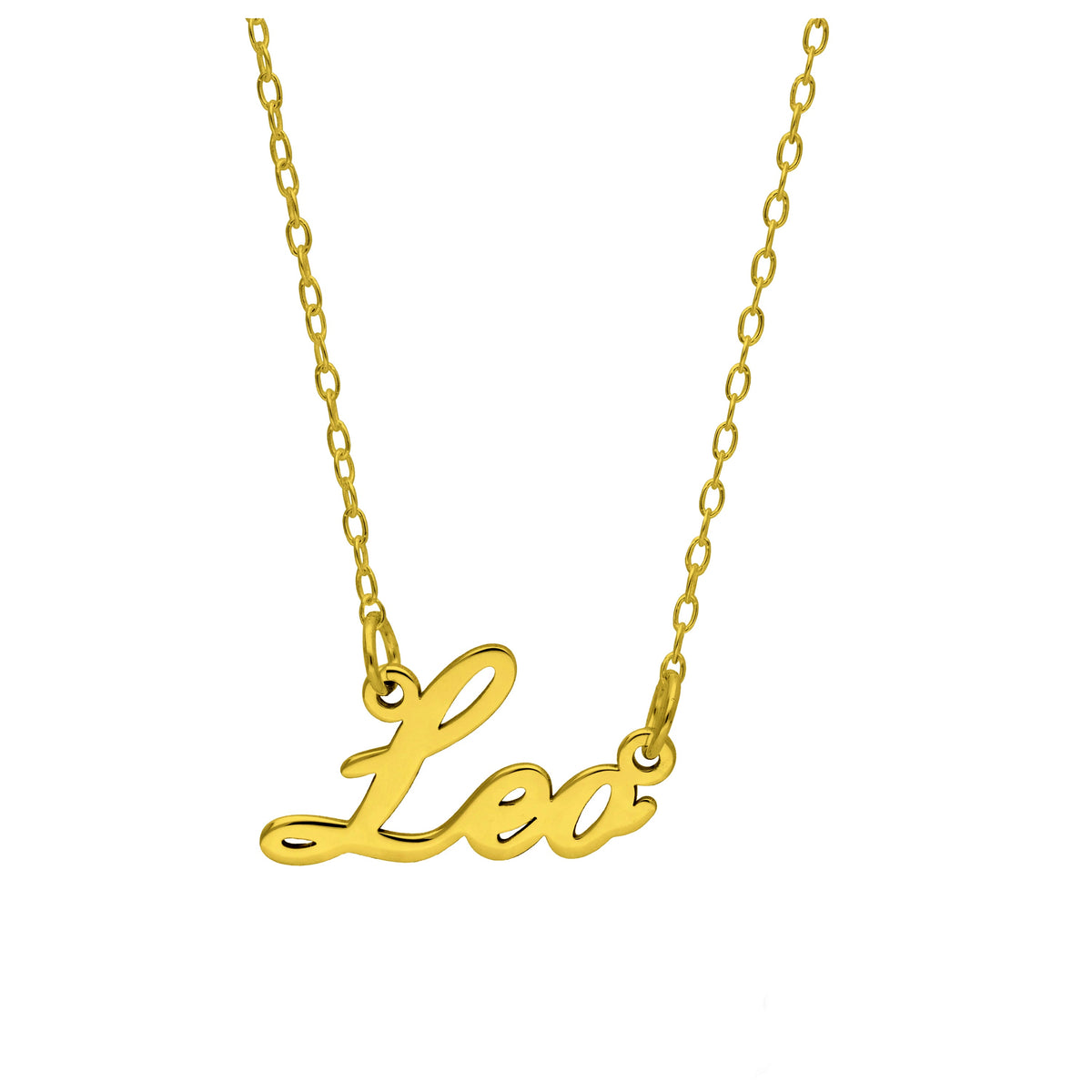 Collier sur mesure en argent sterling plaqué or avec signe astrologique du Lion, 43 cm