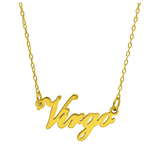 Collier sur mesure en argent sterling plaqué or avec signe astrologique de la Vierge, 43 cm