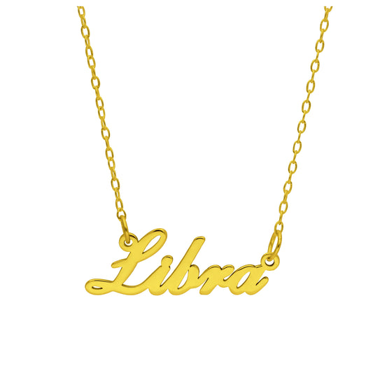 Collier sur mesure en argent sterling plaqué or avec signe astrologique Balance de 43 cm