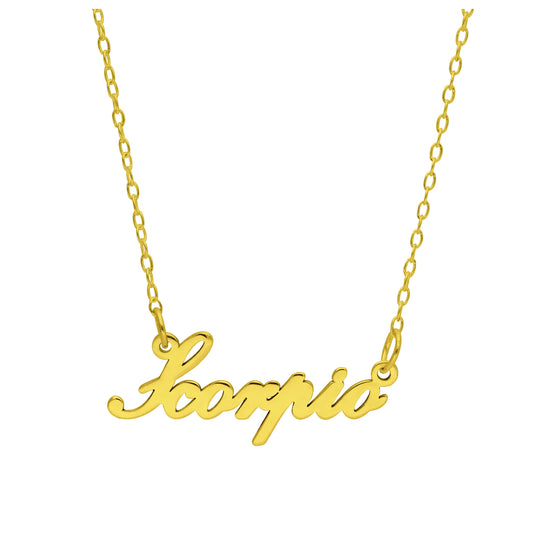 Collier sur mesure en argent sterling plaqué or avec signe astrologique du Scorpion, 43 cm