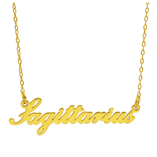 Collier sur mesure en argent sterling plaqué or avec signe astrologique Sagittaire de 43 cm