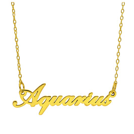 Collier sur mesure en argent sterling plaqué or avec signe astrologique Verseau de 43 cm