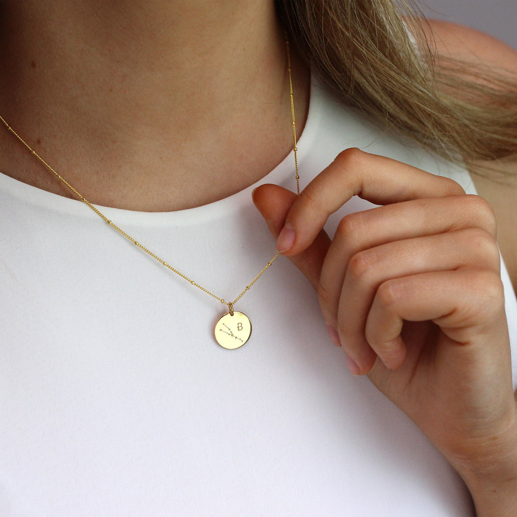 Collier personnalisé avec initiales en argent sterling et constellation