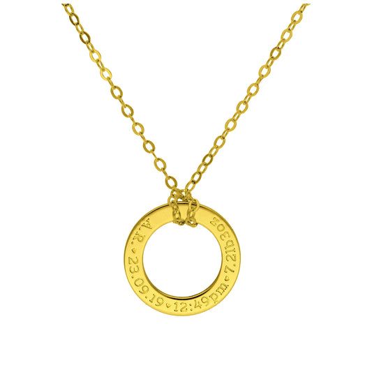 Collier rond sur mesure en argent sterling plaqué or pour nouveau-né, 40 à 71 cm