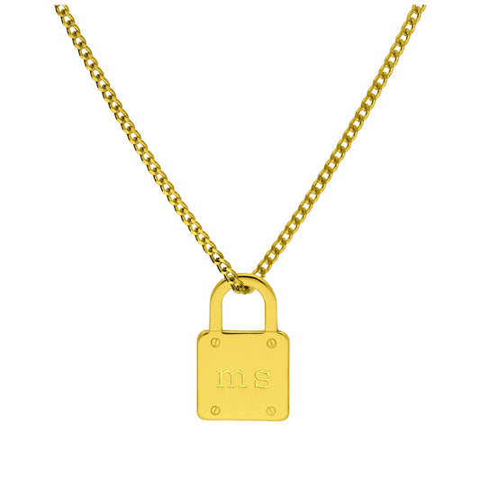 Collier cadenas sur mesure en argent sterling plaqué or avec initiales, 40 à 60 cm