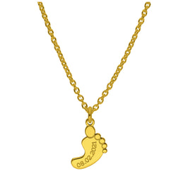Collier personnalisé en argent sterling plaqué or avec nom de pied de bébé, 40 à 61 cm