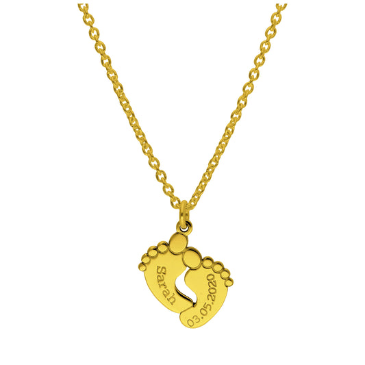 Collier personnalisé en argent sterling plaqué or avec nom de bébé, 40 à 60 cm
