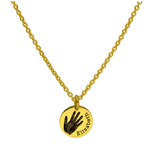 Collier rond en argent sterling plaqué or sur mesure avec empreinte de main, 40 à 61 cm