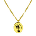 Collier ovale en argent sterling plaqué or sur mesure avec empreinte de pied, 40 à 61 cm