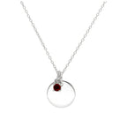 Collier en argent sterling avec pierre de naissance et plaque ronde gravable, 35,6 à 55,9 cm