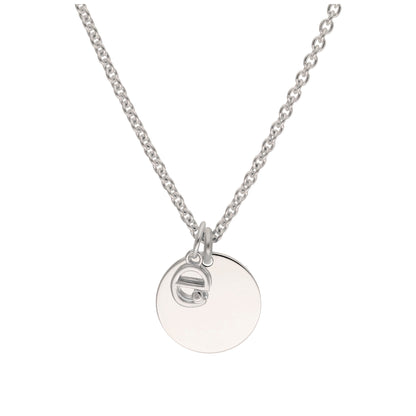 Sterling Silver 0.4pts Diamond Letter A - Z & Engravable Round Tag Necklace 16 - 24 Inches