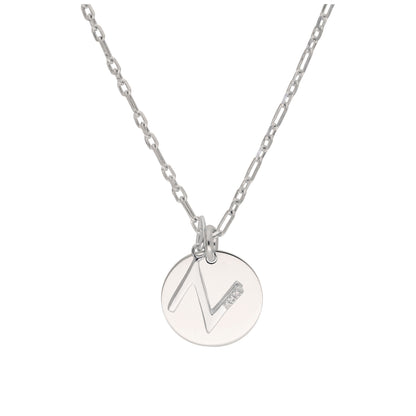 Sterling Silver & Triple 1.2pt Diamond Letter A - Z & Engravable Tag Necklace 16 - 24 Inches