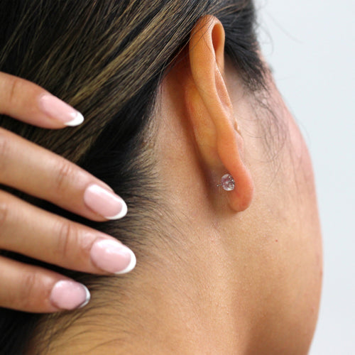 Paire de fermoirs de boucles d'oreilles en silicone et argent sterling